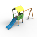 Casita con columpio parque infantil